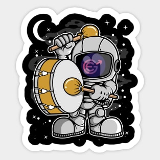 Astronaut Drummer Evergrow EGC Coin To The Moon Crypto Token Cryptocurrency Blockchain Wallet Birthday Gift For Men Women Kids Sticker